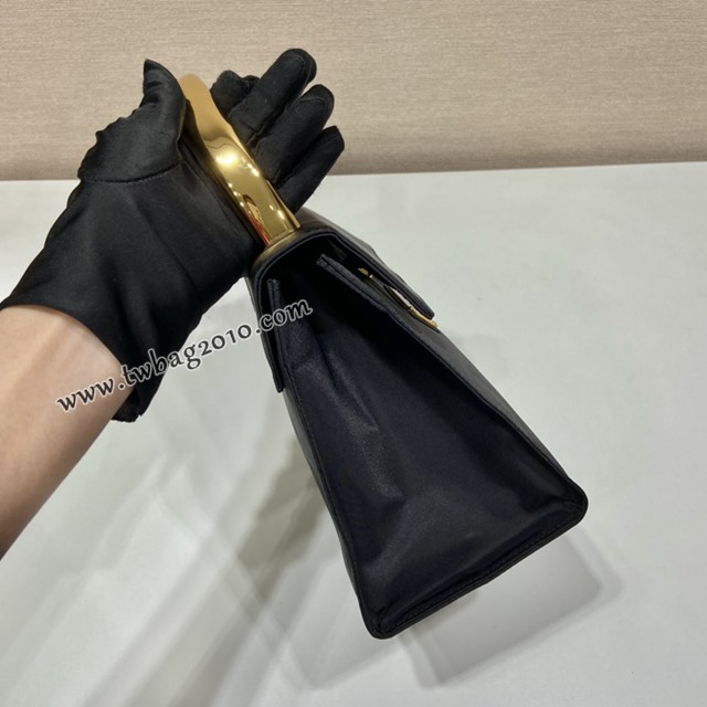 Prada專櫃新款尼龍布黑色手提女包 1BH608 普拉達vintage復古翻蓋手提包 csp1011
